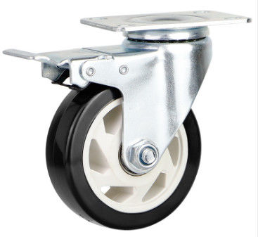 5 بوصة قفل العجلات عجلات من مادة البولي يوريثين مطلية بالزنك