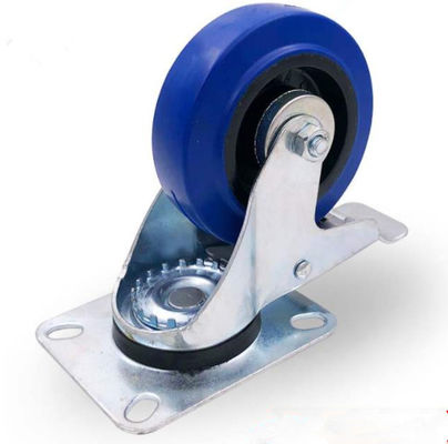 4 بوصة قفل العجلات الزنك المغلفة الصلب عجلة المطاط الأرضيات الصلبة 100mm