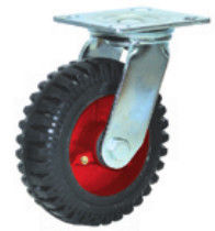 مطاط شديد التحمل على عجلة دوارة من الحديد الزهر الأحمر مقاس 6 بوصة